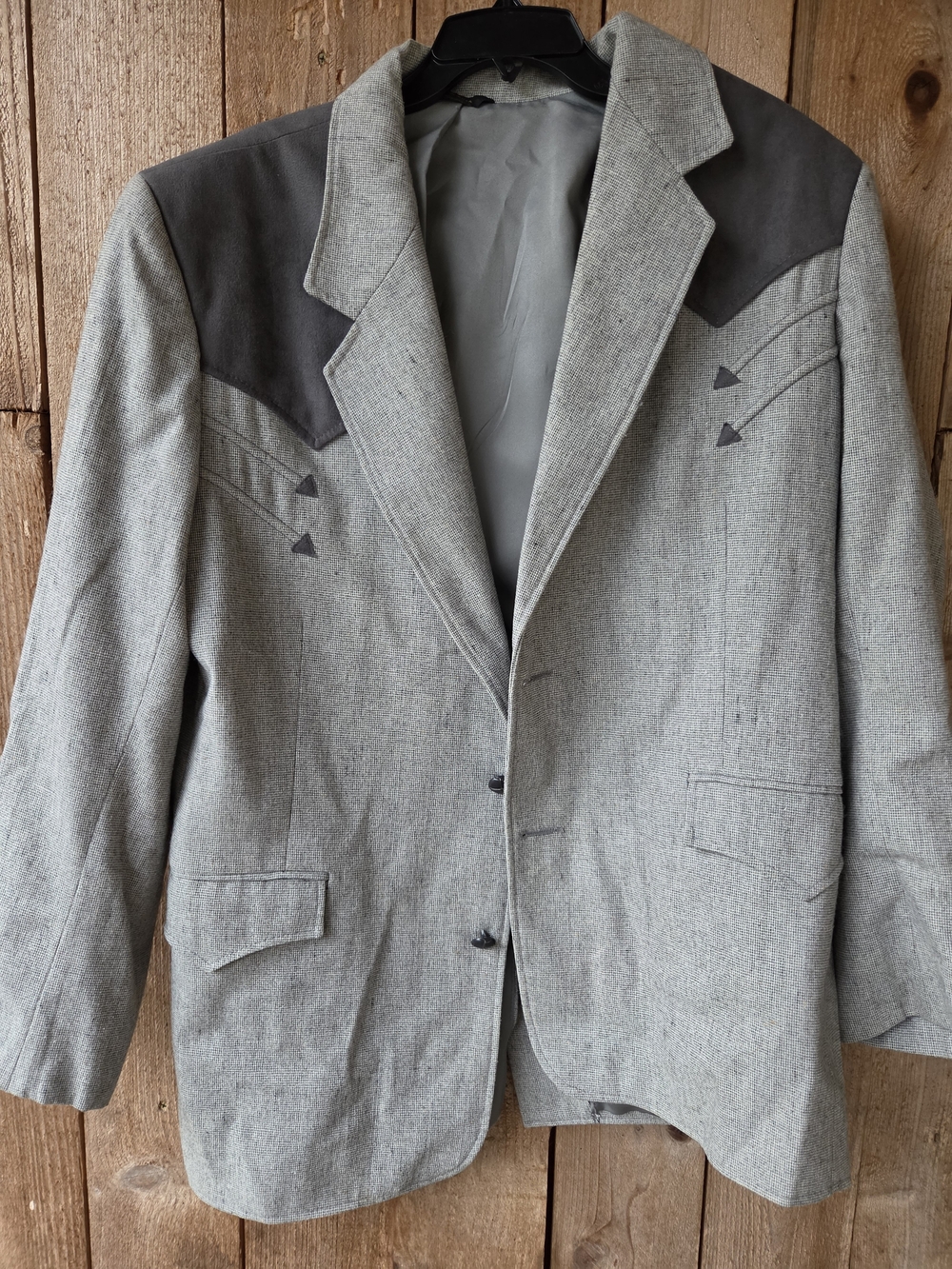 Men's Gray Two-Tone Western Blazer See Measurements